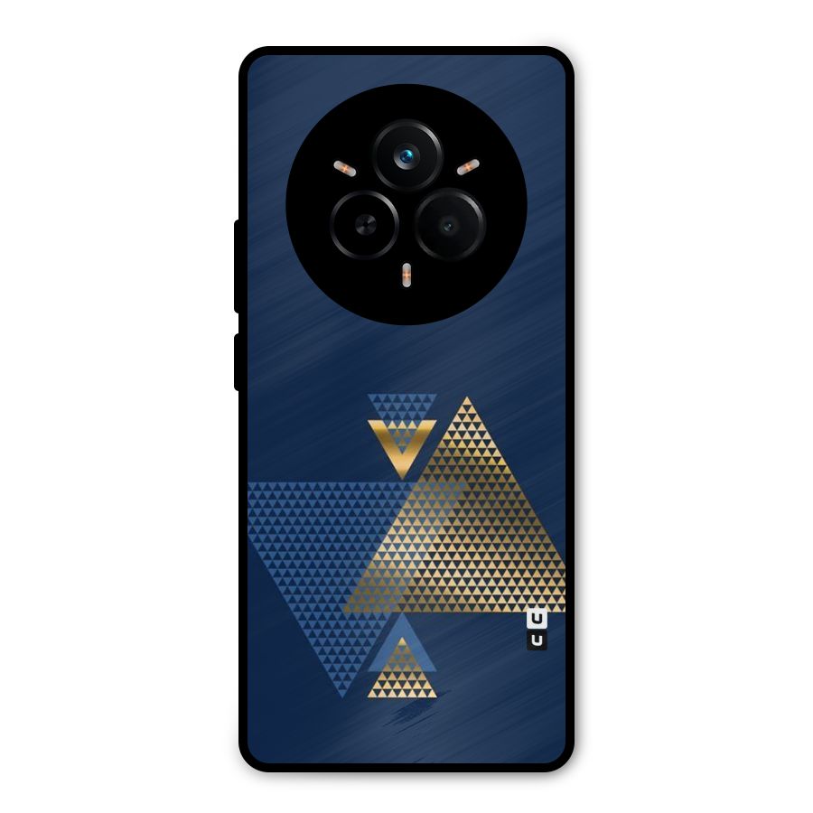 Blue Gold Triangles Metal Back Case for Realme 14 Pro Plus