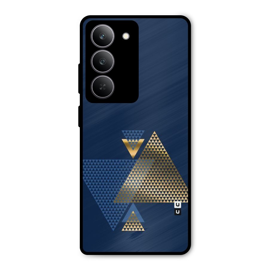 Blue Gold Triangles Metal Back Case for Realme 14x