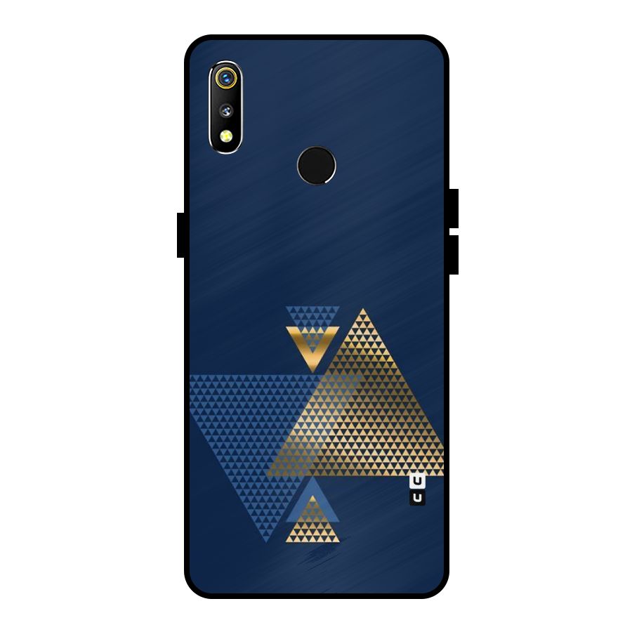 Blue Gold Triangles Metal Back Case for Realme 3