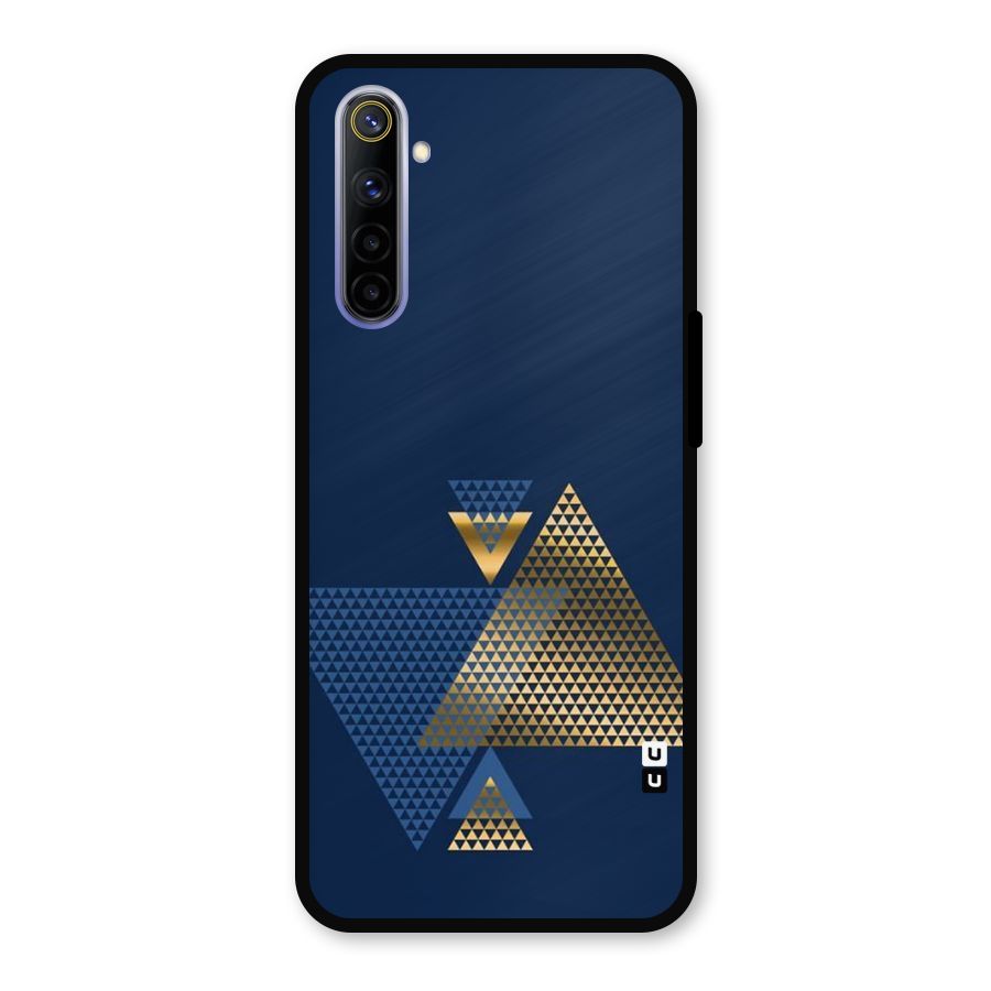 Blue Gold Triangles Metal Back Case for Realme 6i