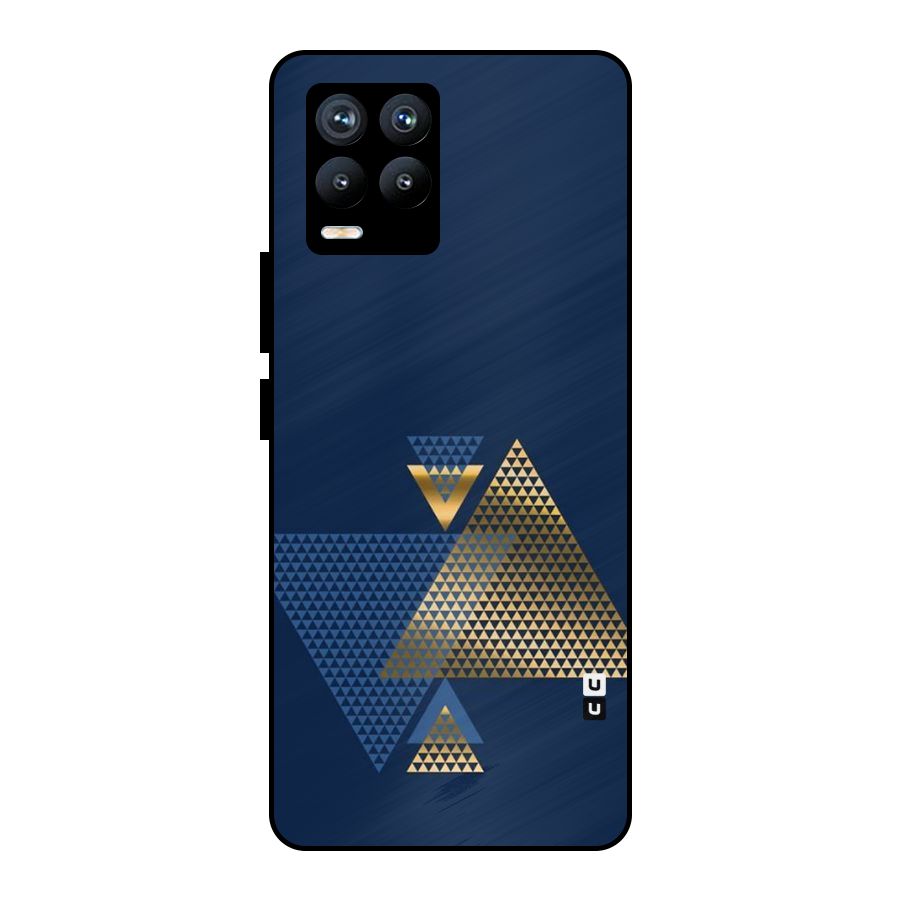 Blue Gold Triangles Metal Back Case for Realme 8 Pro