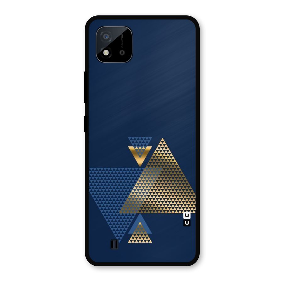 Blue Gold Triangles Metal Back Case for Realme C11 2021