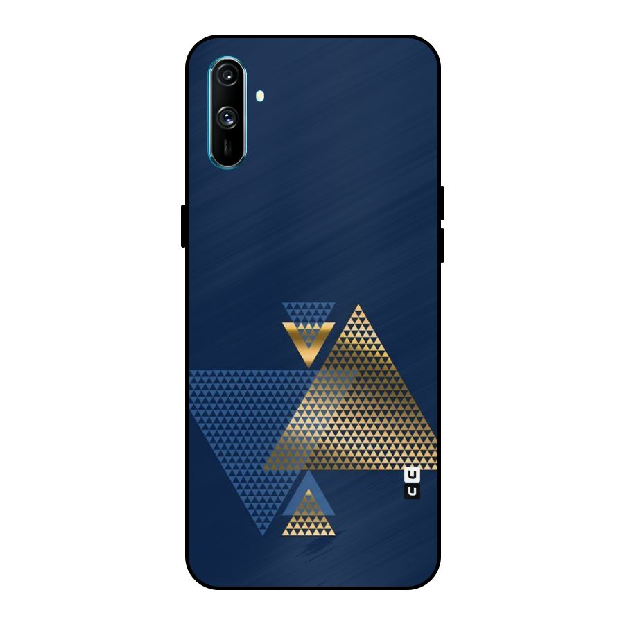 Blue Gold Triangles Metal Back Case for Realme C3