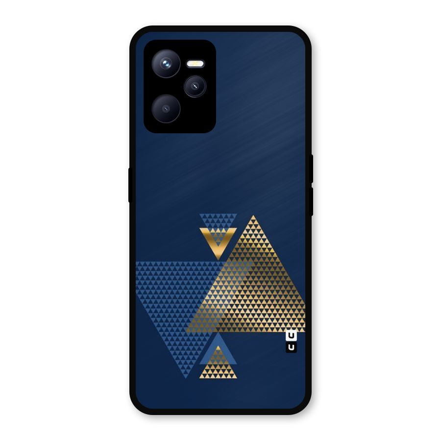 Blue Gold Triangles Metal Back Case for Realme C35