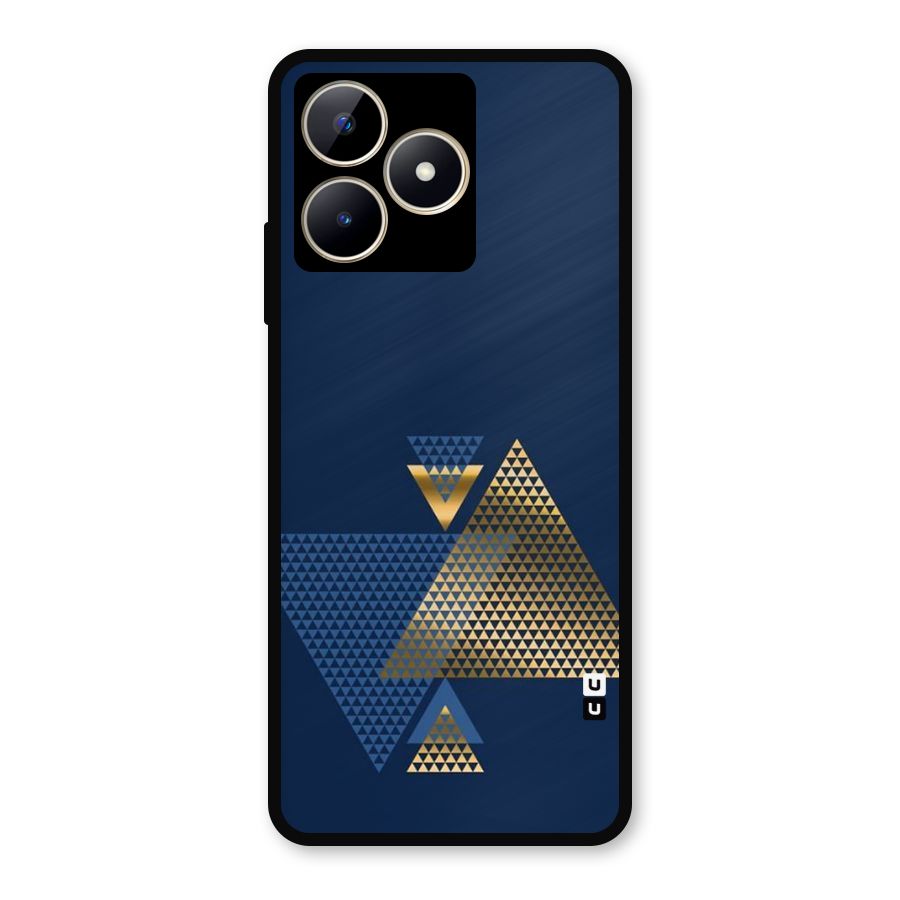 Blue Gold Triangles Metal Back Case for Realme C53