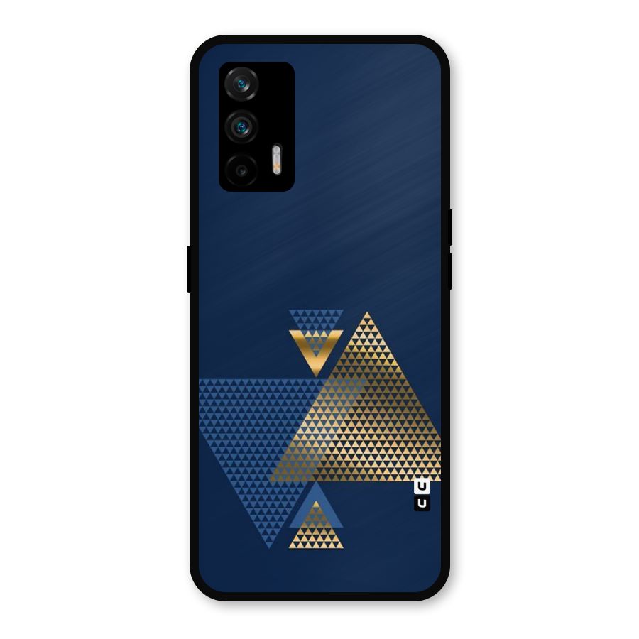 Blue Gold Triangles Metal Back Case for Realme GT 5G