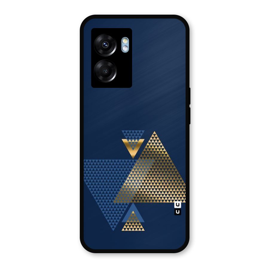Blue Gold Triangles Metal Back Case for Realme Narzo 50 5G