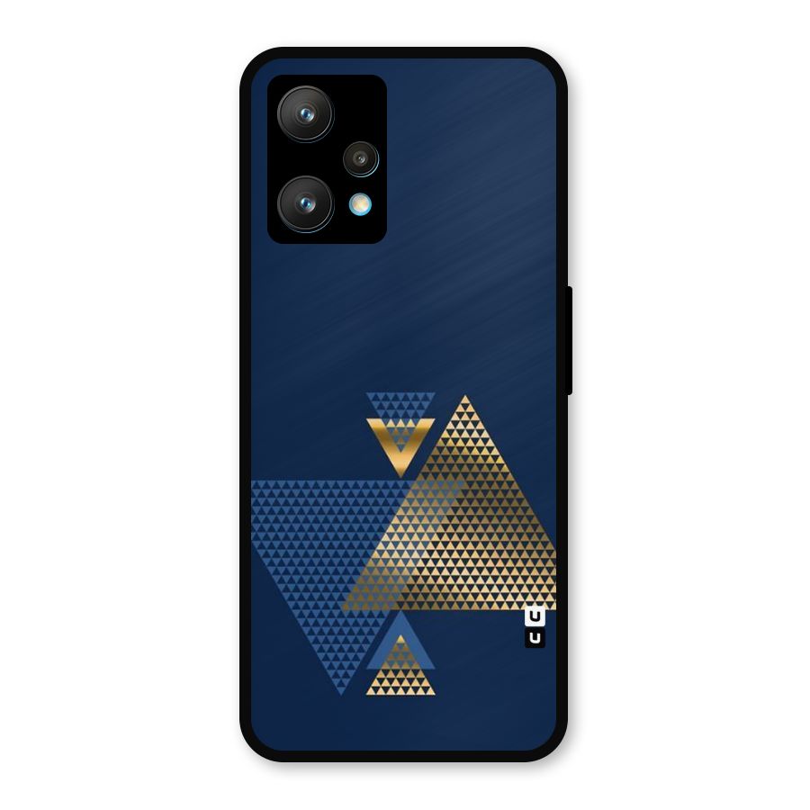 Blue Gold Triangles Metal Back Case for Realme Narzo 50 Pro