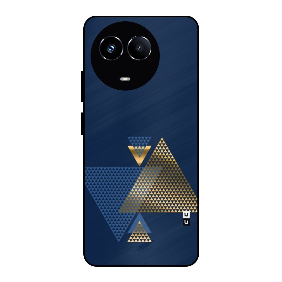 Blue Gold Triangles Metal Back Case for Realme Narzo 60X