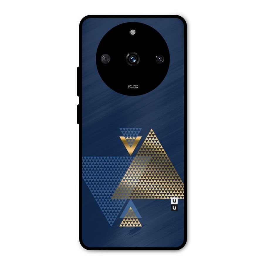 Blue Gold Triangles Metal Back Case for Realme Narzo 60 5G