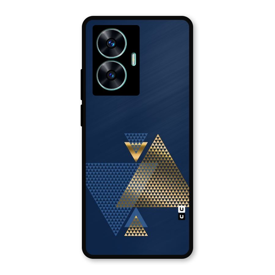 Blue Gold Triangles Metal Back Case for Realme Narzo N55