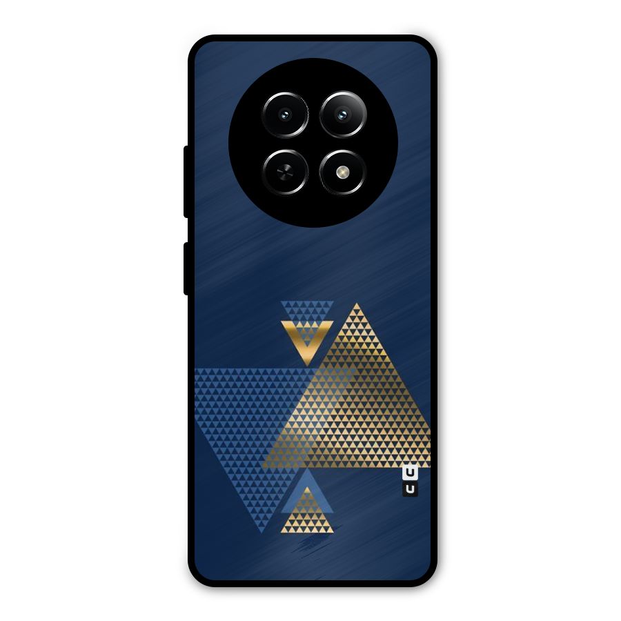 Blue Gold Triangles Metal Back Case for Realme Narzo N65