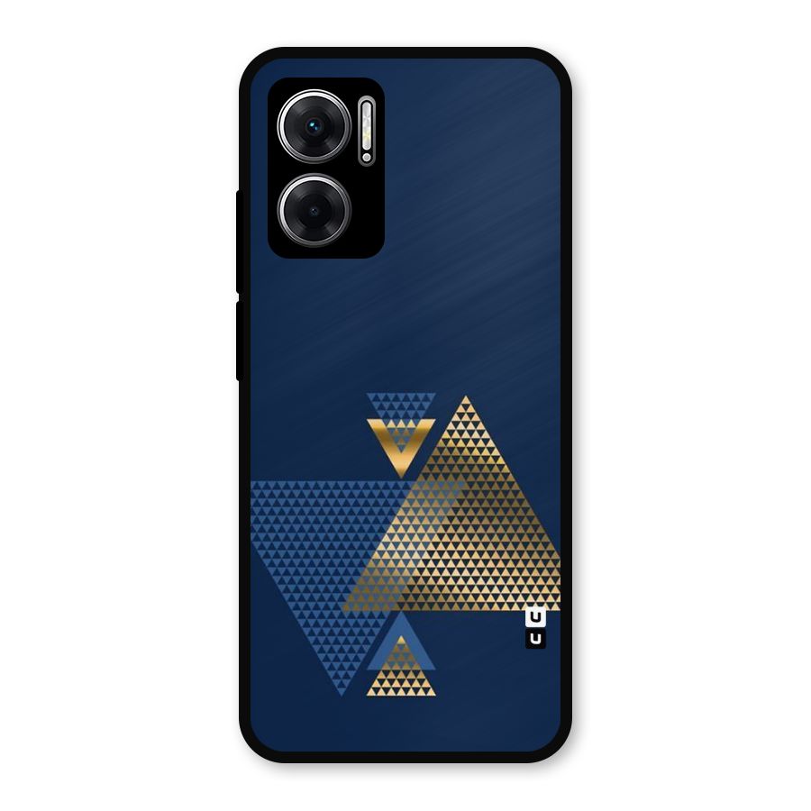 Blue Gold Triangles Metal Back Case for Redmi 11 Prime 5G