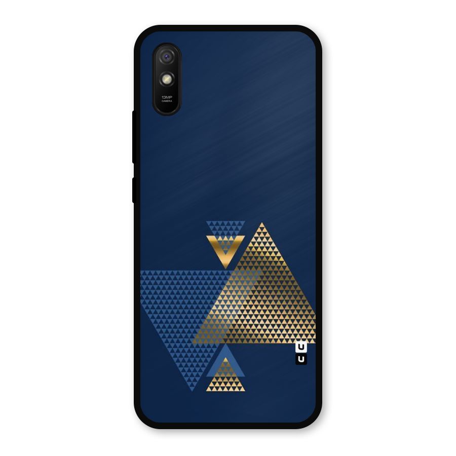 Blue Gold Triangles Metal Back Case for Redmi 9a