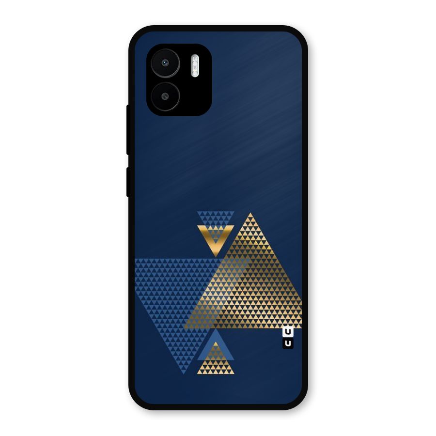 Blue Gold Triangles Metal Back Case for Redmi A2