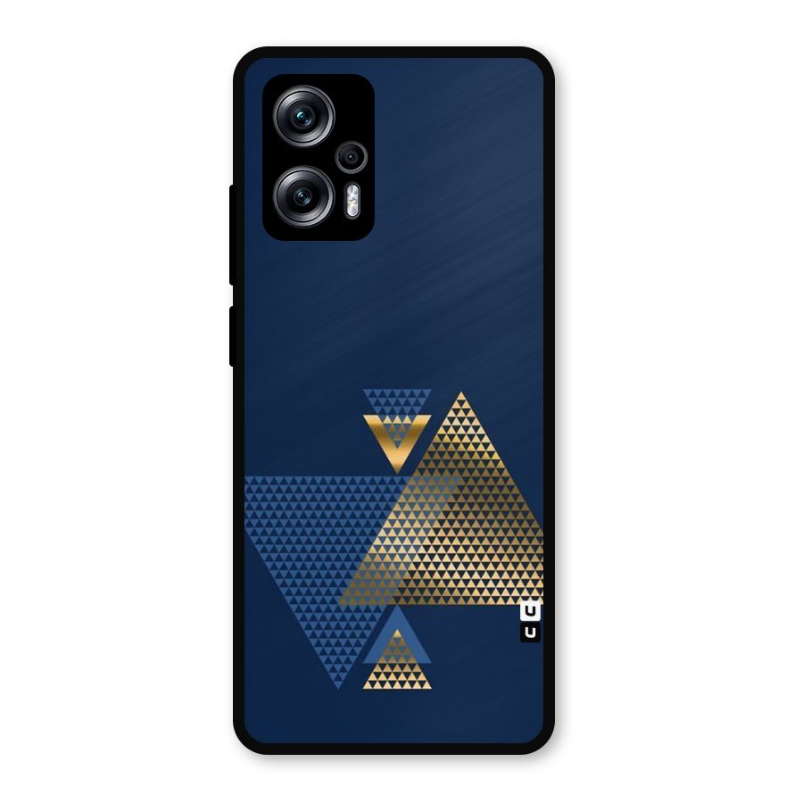 Blue Gold Triangles Metal Back Case for Redmi K50i