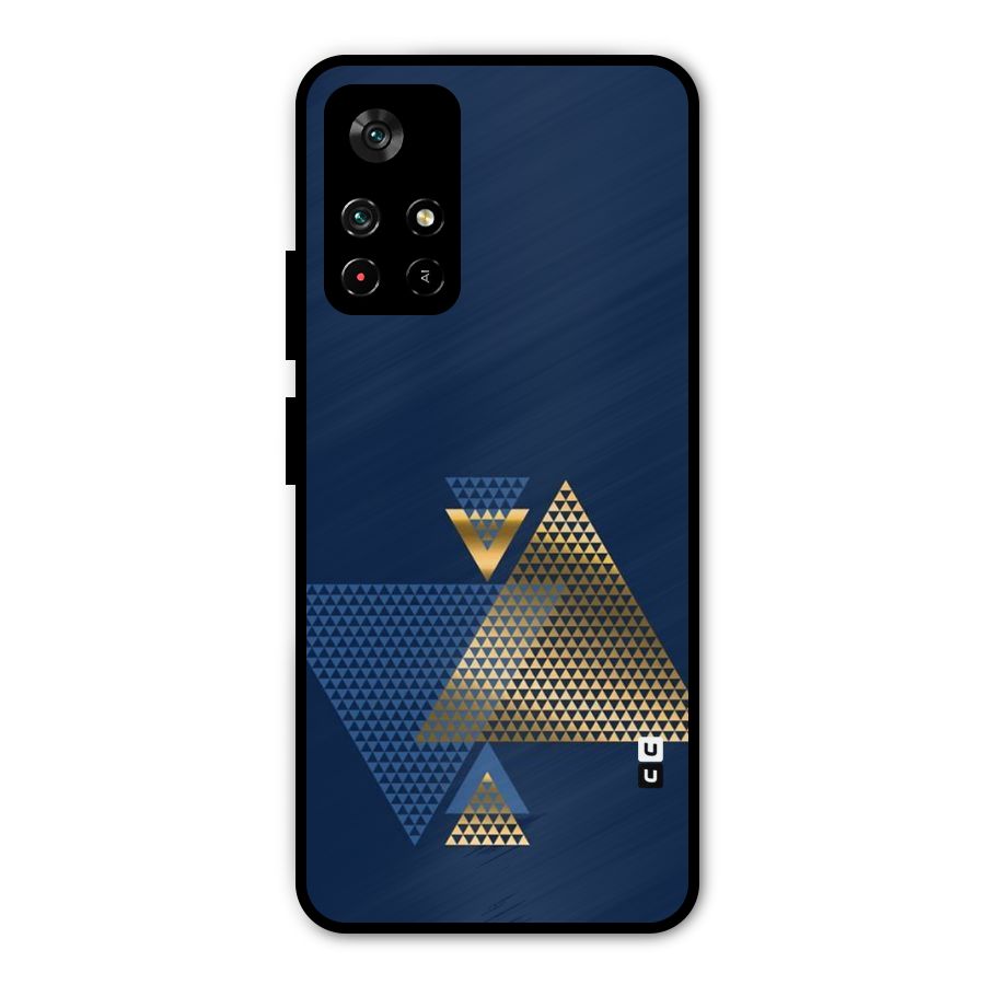 Blue Gold Triangles Metal Back Case for Redmi Note 11T 5G