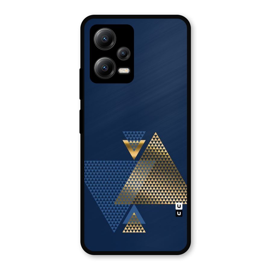 Blue Gold Triangles Metal Back Case for Redmi Note 12 5G