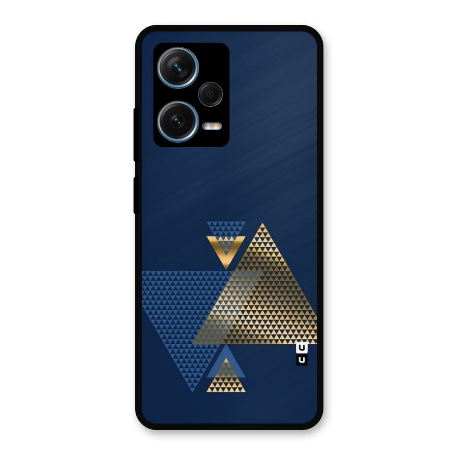 Blue Gold Triangles Metal Back Case for Redmi Note 12 Pro Plus 5G