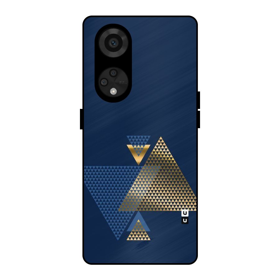 Blue Gold Triangles Metal Back Case for Reno8 T 5G