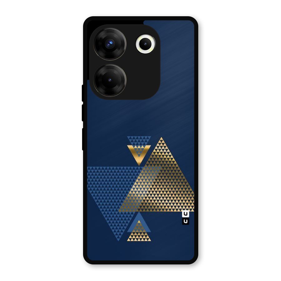 Blue Gold Triangles Metal Back Case for Tecno Camon 20