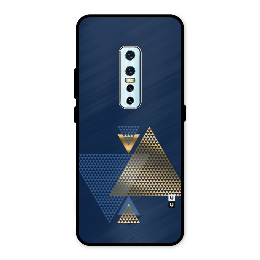Blue Gold Triangles Metal Back Case for Vivo V17 Pro