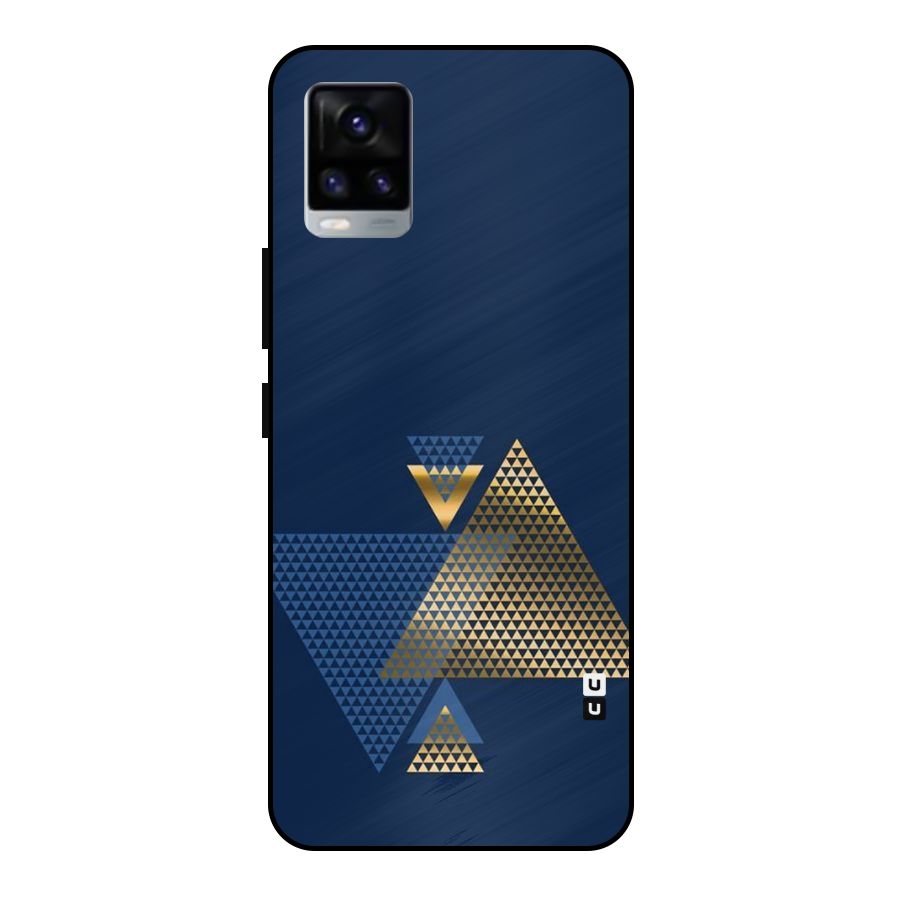 Blue Gold Triangles Metal Back Case for Vivo V20 2021