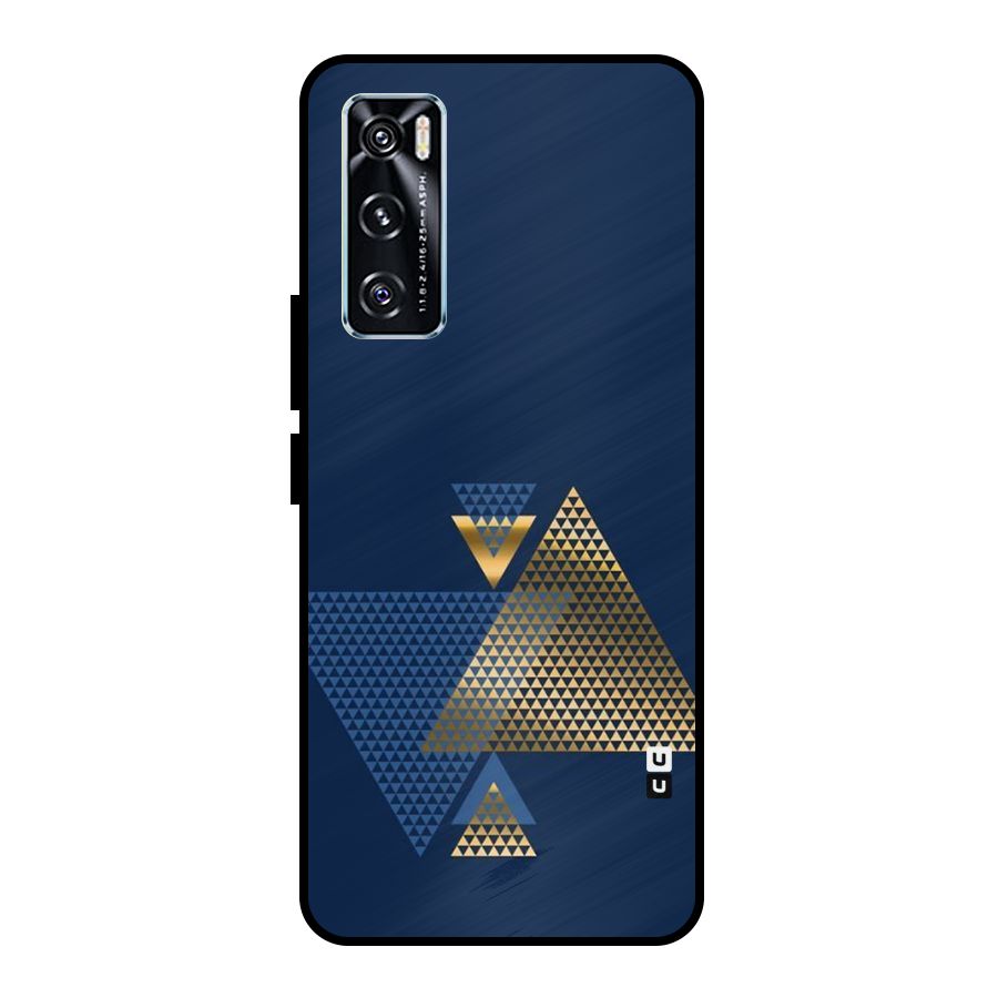 Blue Gold Triangles Metal Back Case for Vivo V20 SE