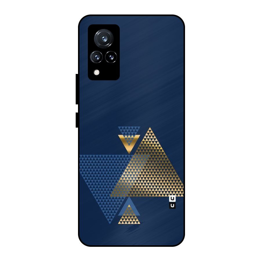 Blue Gold Triangles Metal Back Case for Vivo V21 5G