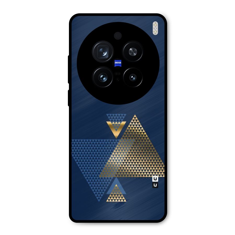 Blue Gold Triangles Metal Back Case for Vivo X200 Pro