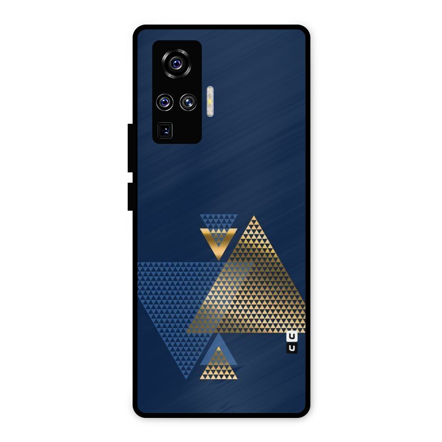 Blue Gold Triangles Metal Back Case for Vivo X50 Pro
