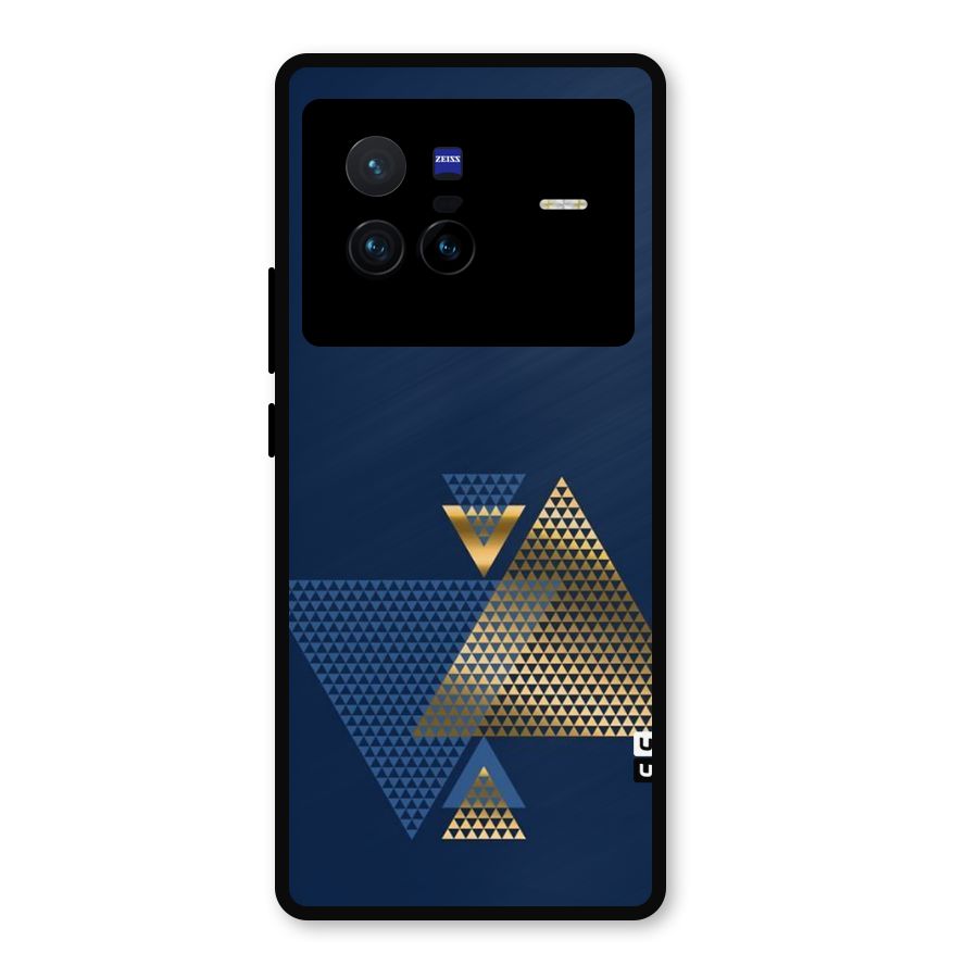 Blue Gold Triangles Metal Back Case for Vivo X80
