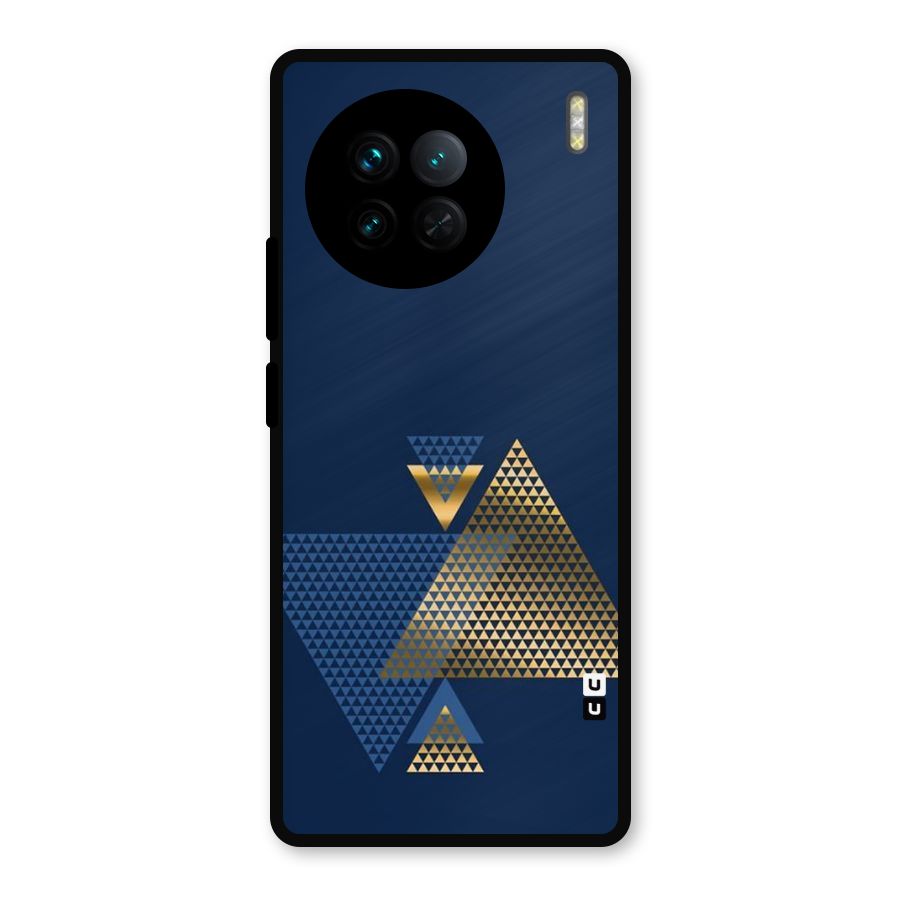 Blue Gold Triangles Metal Back Case for Vivo X90