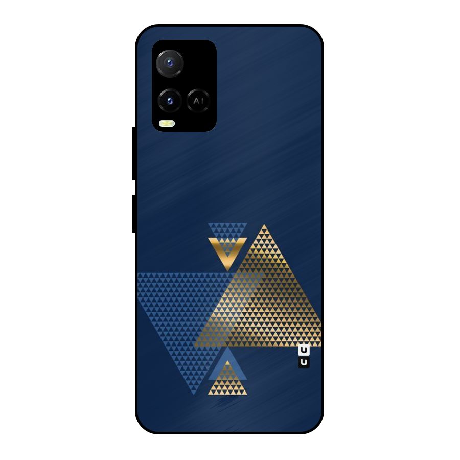Blue Gold Triangles Metal Back Case for Vivo Y21T