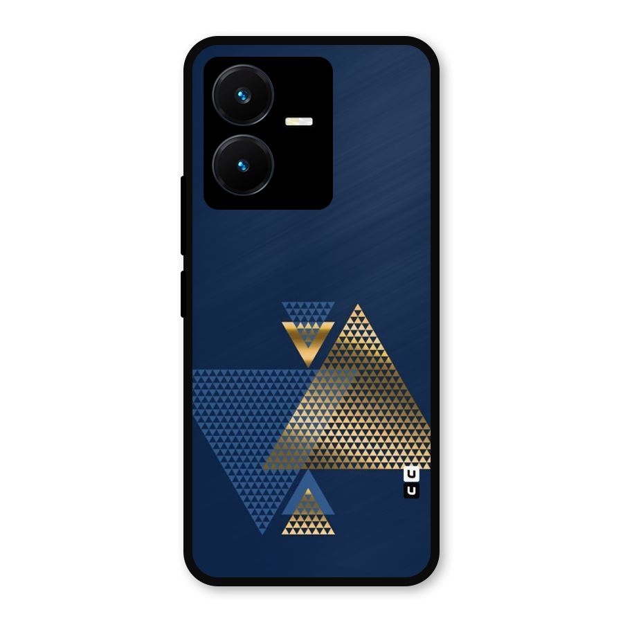 Blue Gold Triangles Metal Back Case for Vivo Y22