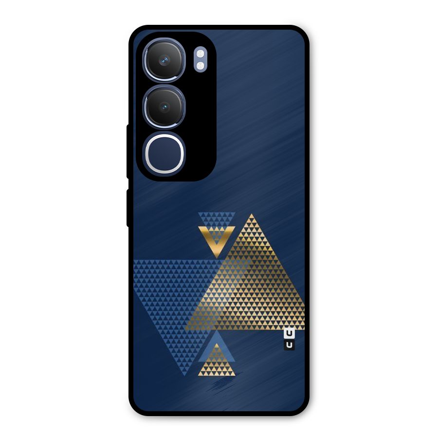 Blue Gold Triangles Metal Back Case for Vivo Y29