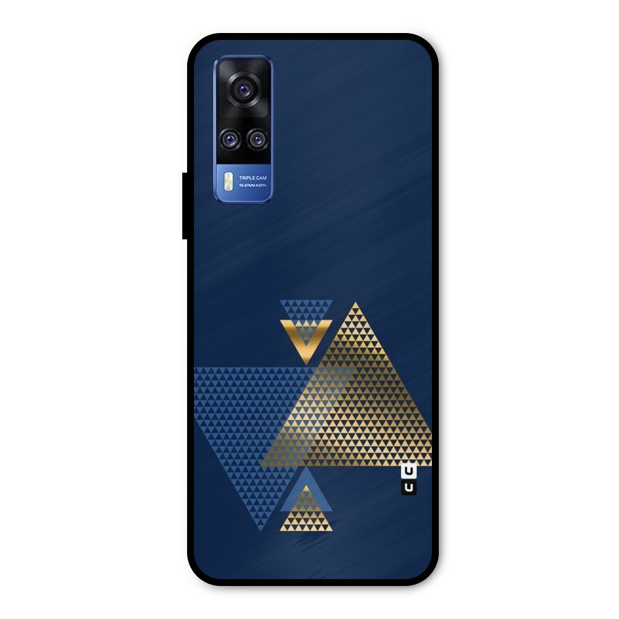 Blue Gold Triangles Metal Back Case for Vivo Y31