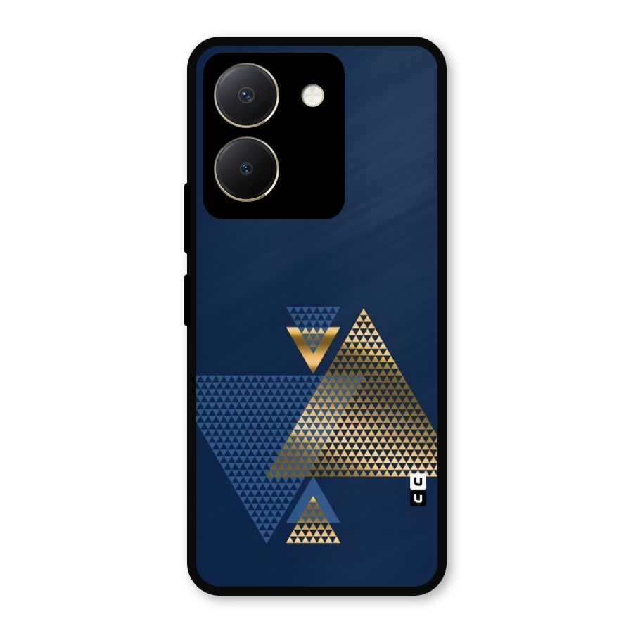 Blue Gold Triangles Metal Back Case for Vivo Y36