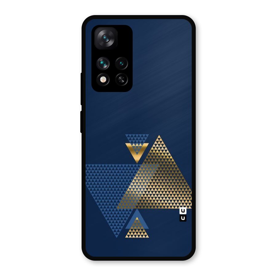Blue Gold Triangles Metal Back Case for Xiaomi 11i 5G