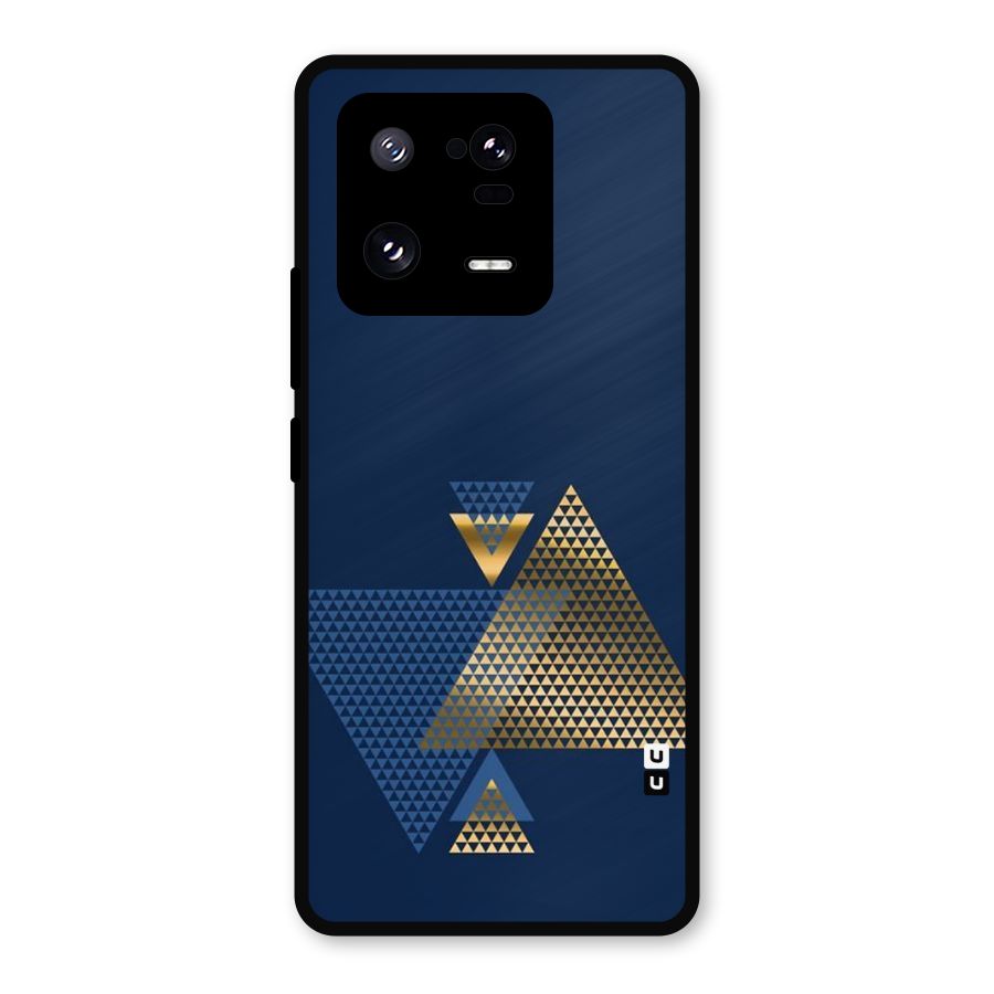 Blue Gold Triangles Metal Back Case for Xiaomi 13 Pro
