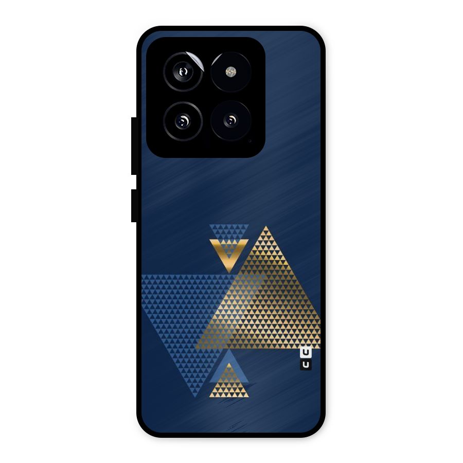 Blue Gold Triangles Metal Back Case for Xiaomi 14