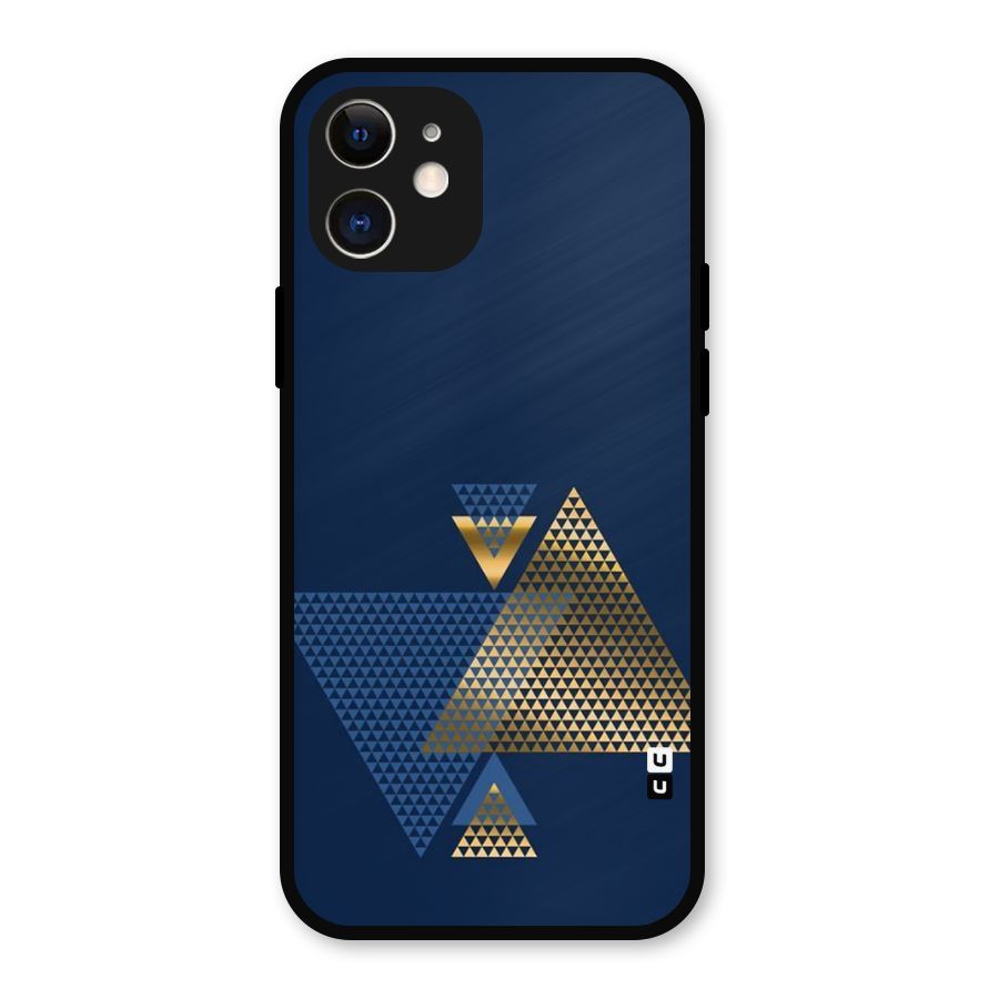 Blue Gold Triangles Metal Back Case for iPhone 12