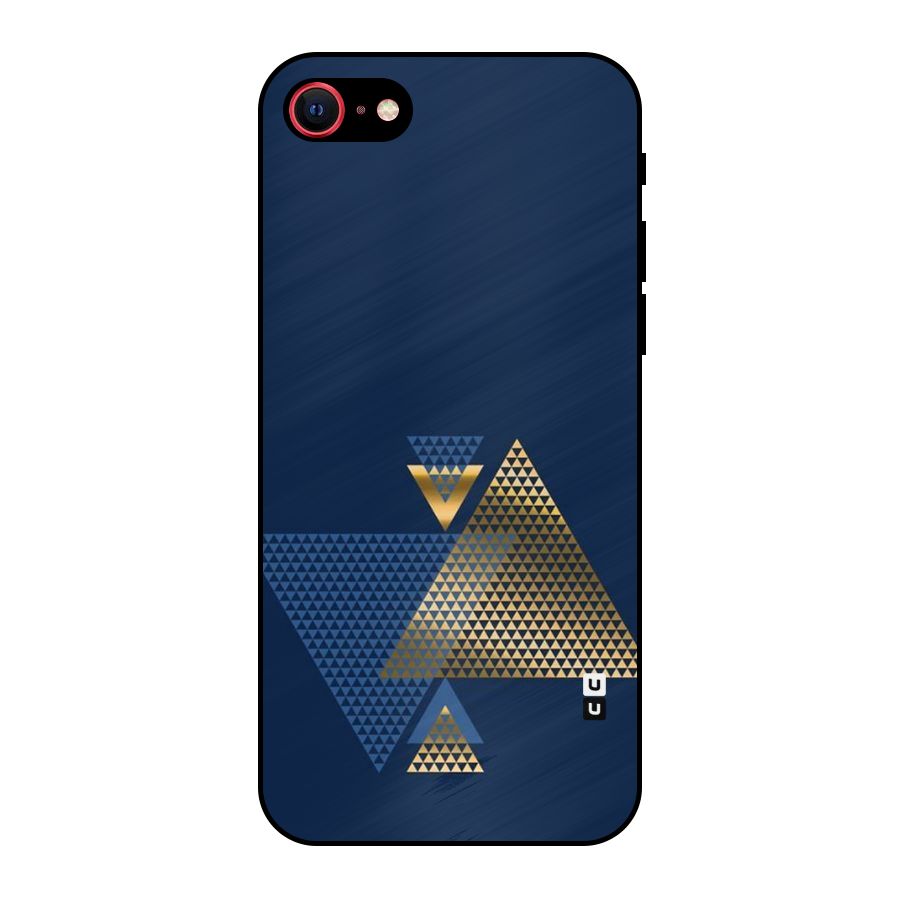 Blue Gold Triangles Metal Back Case for iPhone SE 2020