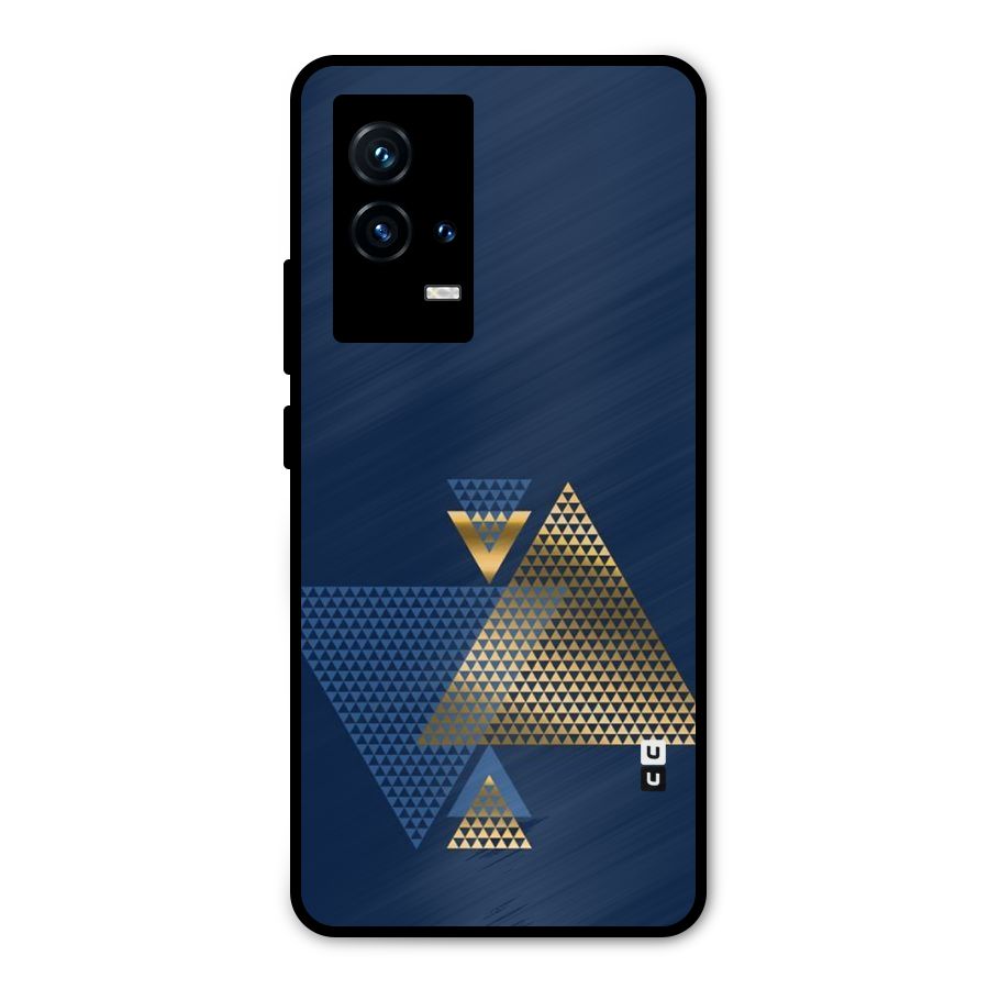 Blue Gold Triangles Metal Back Case for iQOO 9 5G