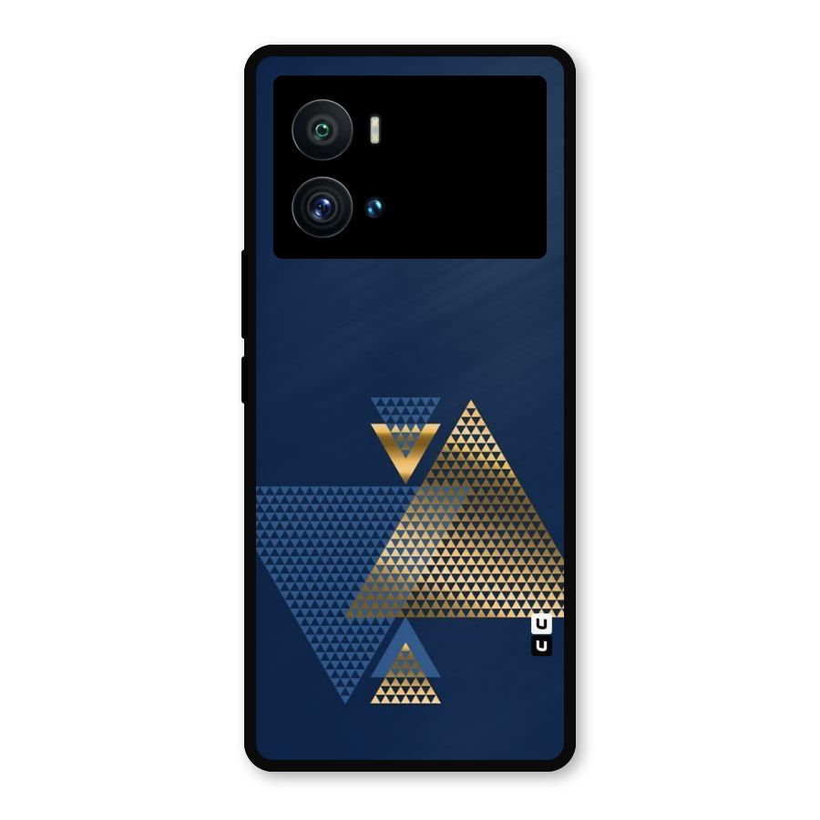 Blue Gold Triangles Metal Back Case for iQOO 9 Pro