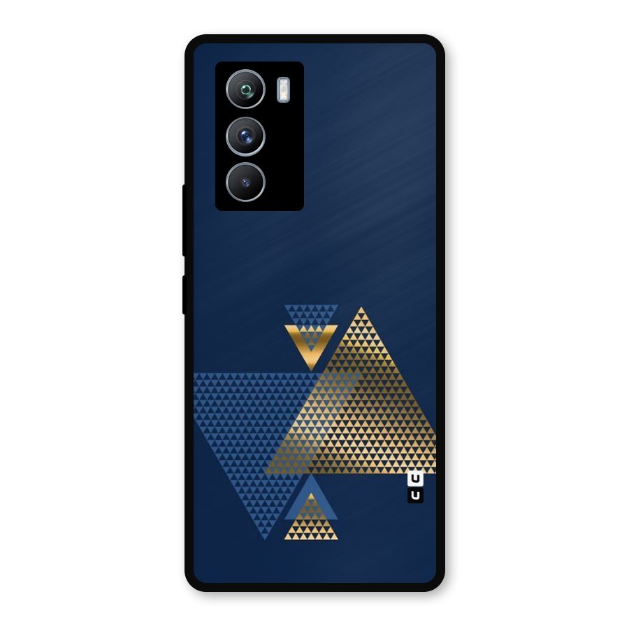 Blue Gold Triangles Metal Back Case for iQOO 9 SE
