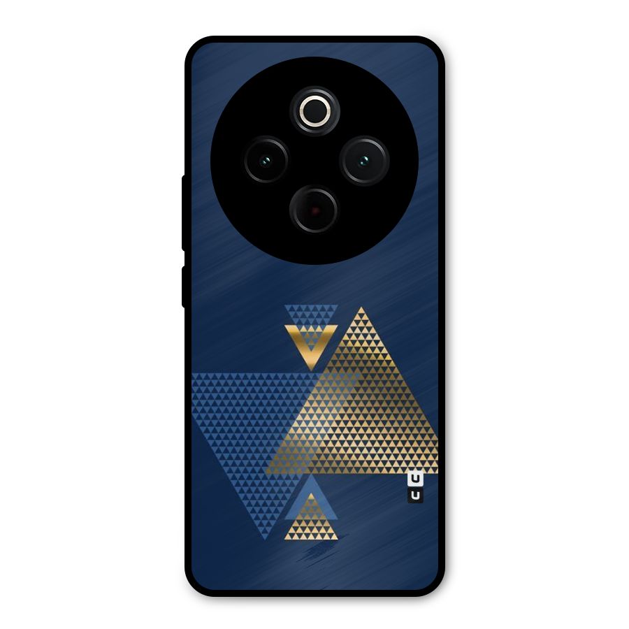 Blue Gold Triangles Metal Back Case for iQOO Z10