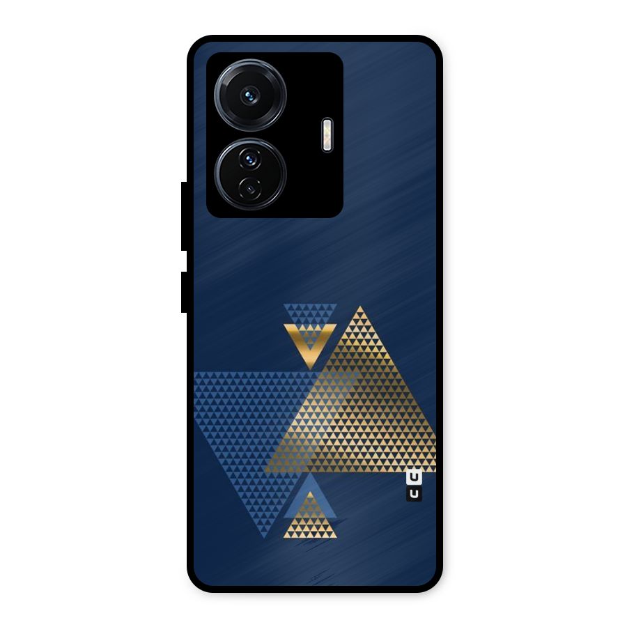 Blue Gold Triangles Metal Back Case for iQOO Z6