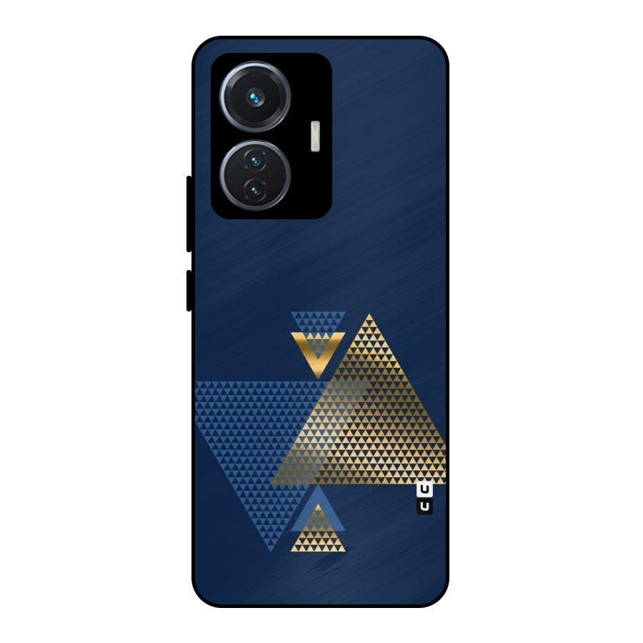 Blue Gold Triangles Metal Back Case for iQOO Z6 44W