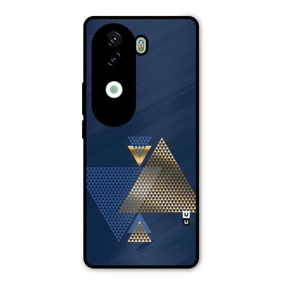 Blue Gold Triangles Metal Back Case for iQOO Z9s